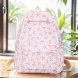 Nylon Student Backpack Bow Printed for Girls Women Schoolbag Adjustable Strap Travel Bag Cute Knapsack Rucksack