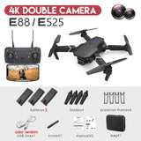 E88Pro RC Drone 4K Professinal 3 Batteries With 1080P Wide Angle Dual HD Camera Foldable RC Helicopter WIFI FPV Height Hold