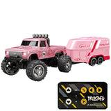 Mini RC Monster Truck 1:64 Off-Road Climbing Car Alloy Model 2.4G Remote Control Adjustable Speed Electric Trailer Children Toys