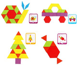 155 Pcs Wooden Pattern Blocks Set Geometric Shape Puzzle Kindergarten Classic Educational Montessori Tangram Toys for Kids