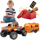 Mini RC Monster Truck 1:64 Off-Road Climbing Car Alloy Model 2.4G Remote Control Adjustable Speed Electric Trailer Children Toys