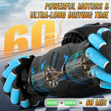Pristar RC Cars Gesture Sensing Stunt Car Gifts for Boys Double 360° Rotate 4WD Remote Control Car Toys with Spray Lights Music