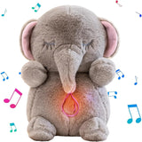 Baby Breathing Soothing Elephant Plush Doll Toy Companion Music and Light Doll Sensory Stuffed Doll Toys Comfortable Kids Gift