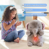 Baby Breathing Soothing Elephant Plush Doll Toy Companion Music and Light Doll Sensory Stuffed Doll Toys Comfortable Kids Gift