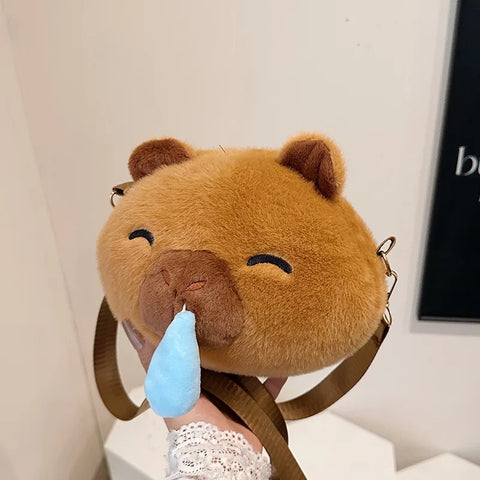 2025 New Cute Cartoon Plush Capybara Crossbody Bag Kawaii Japanese Style Girls Fashion Doll Shoulder Bag Mini Bag for Children