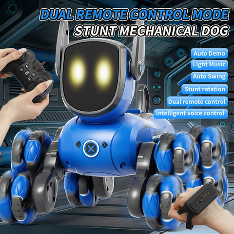 Q200 Intelligent Mechanical RC Dog Gesture Induction Remote Control Toy Eight Wheels Four Wheels Stunt Animal Toys for Children.