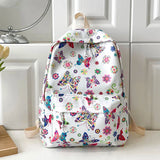 Student Schoolbag Butterflies Print Casual Book Bags Nylon Large Capacity Cute Fashion Simple Floral for Outdoor Camping