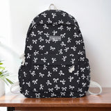 Nylon Student Backpack Bow Printed for Girls Women Schoolbag Adjustable Strap Travel Bag Cute Knapsack Rucksack