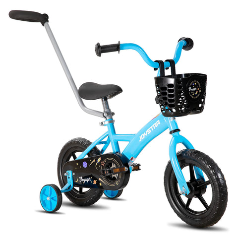 JOYSTAR 10/12 Inch Kids Bike for Boys and Girls Ages 1-4 Years, Toddler Bike with Training Wheels，Basket, Detachable Push Handle