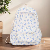 Nylon Student Backpack Bow Printed for Girls Women Schoolbag Adjustable Strap Travel Bag Cute Knapsack Rucksack