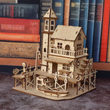 Fisherman's Hut Wooden Assembly Model Kit, Handmade DIY 3D Wooden Puzzle Fishing Village Architectural Model, Suitable for Friends and Family Holiday Gifts