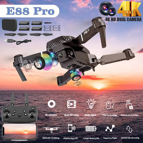 2025 New E88 Pro Upgraded Drone With Screen 4K Camera Aerial Photography Camera Dron Foldable Quadcopter RC Toy For Kid Gift
