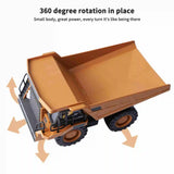 ‌1/24 Alloy Engineering Truck | 2.4GHz 9CH RC Dump Truck with Light & Music | STEM Toy for Boys Age 6-12