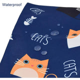 Mini Lunch Tote Pouch Reusable Small Cute Lunch Bag with Drawstring Suitable for Girls Women Cat Blue