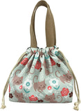Mini Lunch Tote Pouch Reusable Small Cute Lunch Bag with Drawstring Suitable for Girls Women Cat Blue