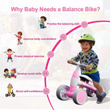 SEJOY Baby Walker Toddler Bicycle Toys Ride On Balance Bike 4 Wheels Birthday Gifts For Girl Boy 3 Colors 1-3 Years Old Kids