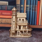 Fisherman's Hut Wooden Assembly Model Kit, Handmade DIY 3D Wooden Puzzle Fishing Village Architectural Model, Suitable for Friends and Family Holiday Gifts