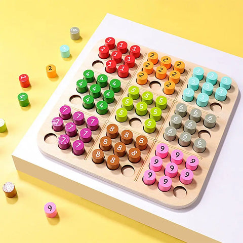 Wooden Sudoku Puzzles Board Game, Math Mini Desktop Game , Educational , Brain Teaser for Travel, Activity, Adults