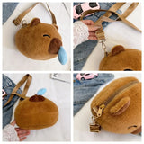 2025 New Cute Cartoon Plush Capybara Crossbody Bag Kawaii Japanese Style Girls Fashion Doll Shoulder Bag Mini Bag for Children