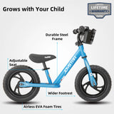 JOYSTAR 12/14 Inch Kids Balance Bike for 18months-5 Years, Lightweight Toddler Balance Bikes with Footrest and Handlebar, Blue