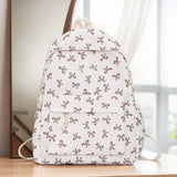 Nylon Student Backpack Bow Printed for Girls Women Schoolbag Adjustable Strap Travel Bag Cute Knapsack Rucksack
