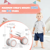 Baby Balance Bike for 1 Year Old Boys Girls 12-36 Month Toddler Balance Bike, 4 Wheels Toddler First Bike, First Birthday Gifts