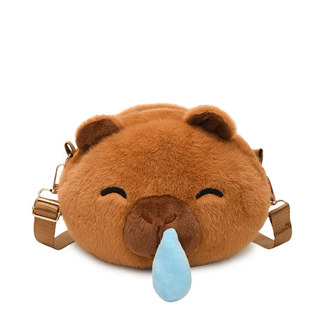 2025 New Cute Cartoon Plush Capybara Crossbody Bag Kawaii Japanese Style Girls Fashion Doll Shoulder Bag Mini Bag for Children