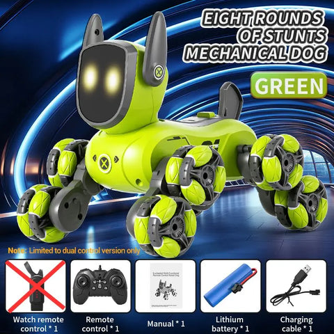 Q200 Intelligent Mechanical RC Dog Gesture Induction Remote Control Toy Eight Wheels Four Wheels Stunt Animal Toys for Children.