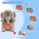 Baby Breathing Soothing Elephant Plush Doll Toy Companion Music and Light Doll Sensory Stuffed Doll Toys Comfortable Kids Gift