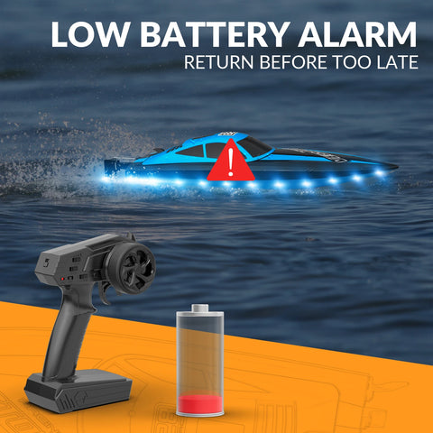 VOLANTEXRC RC Boat 20MPH Fast Remote Control Boat with Lights 2.4Ghz Toy Boat for Pools and Lakes with 2 Rechargeable Batteries