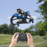 Remote Control Motorcycles Toy, 2.4 GHz Mini Drone with Camera for Kids Adults, , 2 in 1 RC Flying Motorbike and Drone,Toy Gift