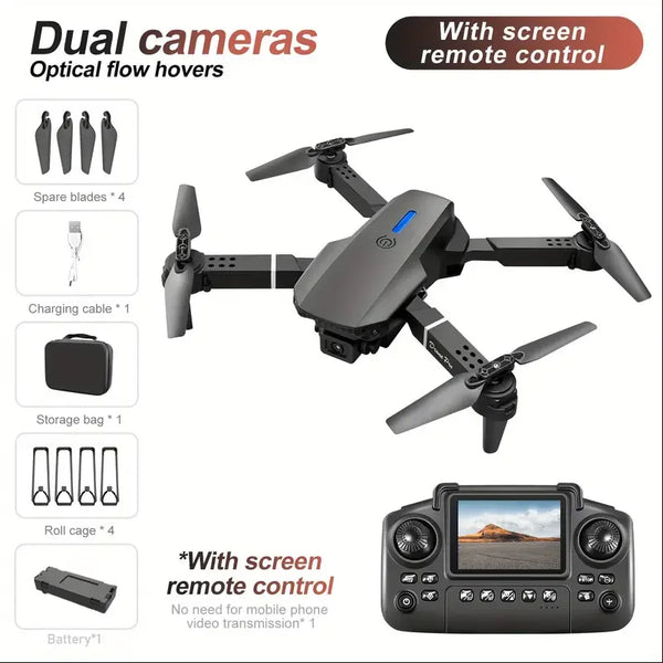 2025 New E88 Upgraded Drone With Screen 4K HD Aerial Photography Dual-Camera Dron Foldable Quadcopter RC Toy For Kid Gift