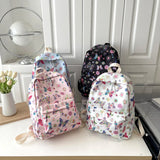 Student Schoolbag Butterflies Print Casual Book Bags Nylon Large Capacity Cute Fashion Simple Floral for Outdoor Camping