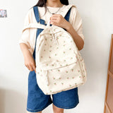 Casual Floral Prints Women Backpack Girls Bookbags Large Capacity Students School Bags Travel Backpack Mochilas with Pendants