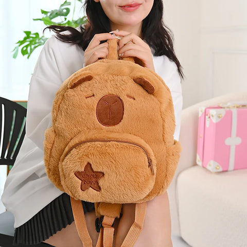 Capybara Plush Backpack Kawaii Fashion Plushie Doll Fur Bag Children's Bag Shoulder Bag Mini Knapsack Bags Gifts For Girlfriend