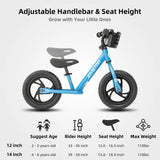 JOYSTAR 12/14 Inch Kids Balance Bike for 18months-5 Years, Lightweight Toddler Balance Bikes with Footrest and Handlebar, Blue