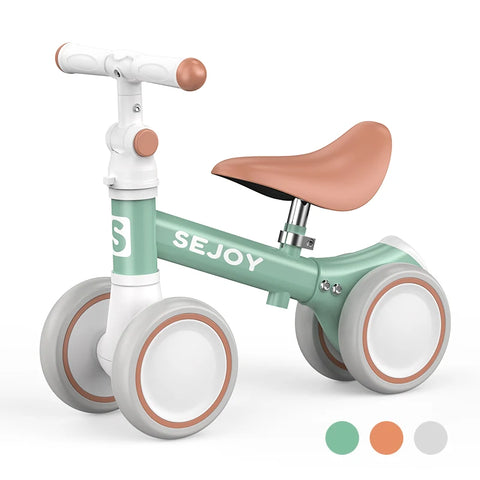 Sejoy Baby Balance Bike, Toddler Baby Bicycle with 4 Wheels for 10-36 Months, Adjustable Handlebar Baby Outdoor Bike Riding Toy