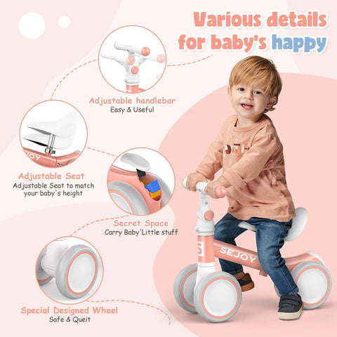 Baby Balance Bike for 1 Year Old Boys Girls 12-36 Month Toddler Balance Bike, 4 Wheels Toddler First Bike, First Birthday Gifts