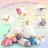 22'' Unicorn Stuffed Animal for Girls, Mommy Stuffed Unicorn with 4 Baby Unicorns, Cute Plush Unicorn Plush Toy for Kids